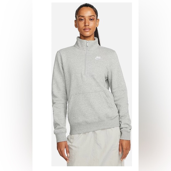 Nike Tops - Nike Women's Gray Sportswear Club Fleece Quarter-Zip Sweatshirt